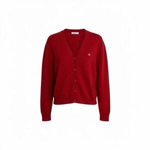 Polham V-neck Long Sleeve Button Front Rayon Blend Knit Cardigan Red Small